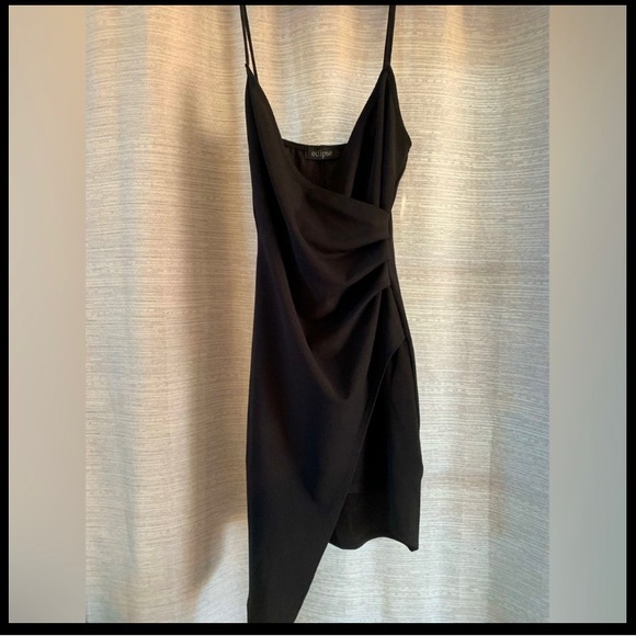 Black Mini  Wrap Dress - Picture 3 of 3